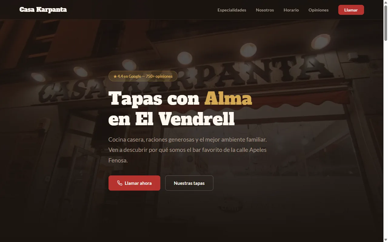 Web Casa Karpanta - Restaurante en Calafell